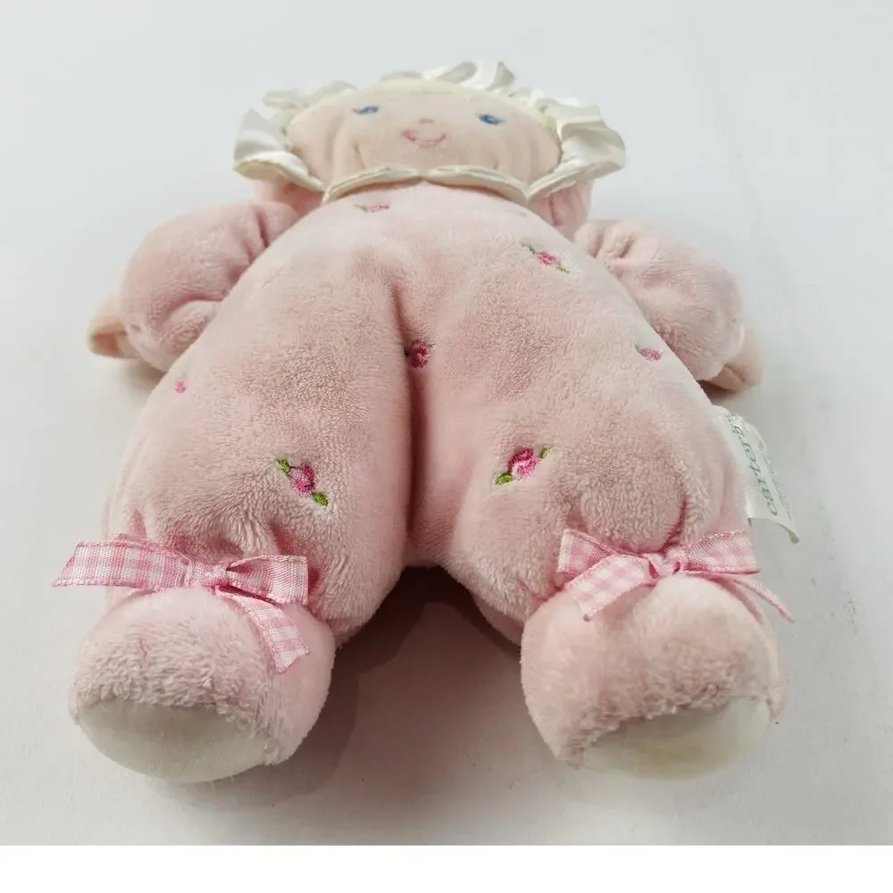 Carters Baby Doll Rattle Pink Dress Prestige Flowers Bows Yellow Hair Blue Eyes